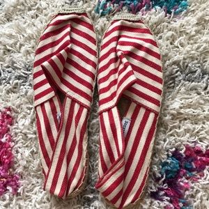 Adorable red/white striped Soludos espadrilles